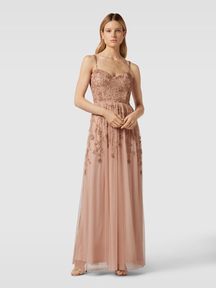 Lace & Beads Avondjurk met siersteentjes en pailletten Rosé - 4