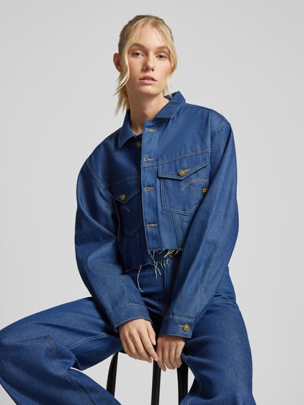 G-Star RAW Kurtka jeansowa krótka z frędzlami Ciemnoniebieski 3