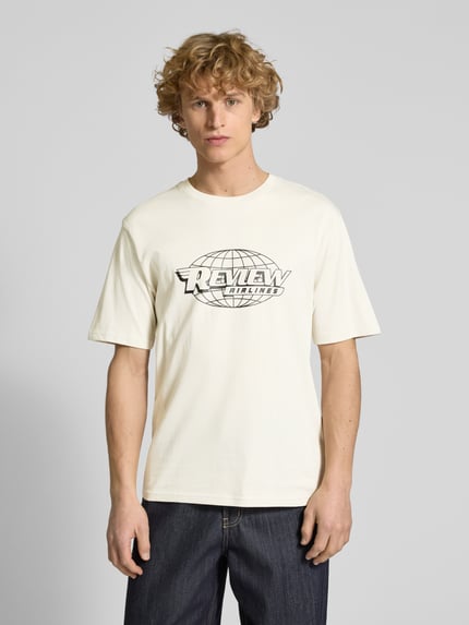 REVIEW Regular Fit T-Shirt mit Rundhalsausschnitt Ecru 4