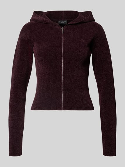 Juicy Couture Sweatjack met capuchon model 'MAYA KNIT HOODIE' Donkerrood - 1