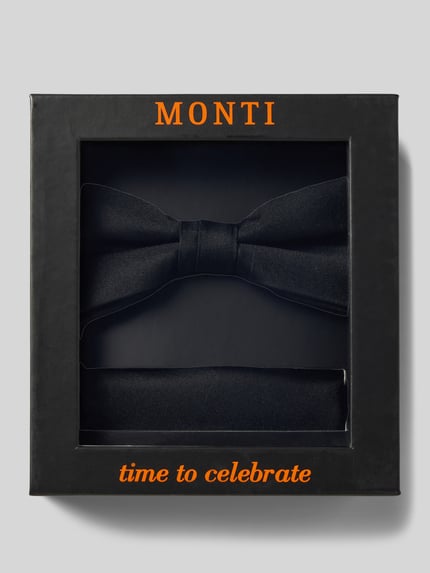 MONTI Strik en pochet in een set van pure zijde Zwart - 1