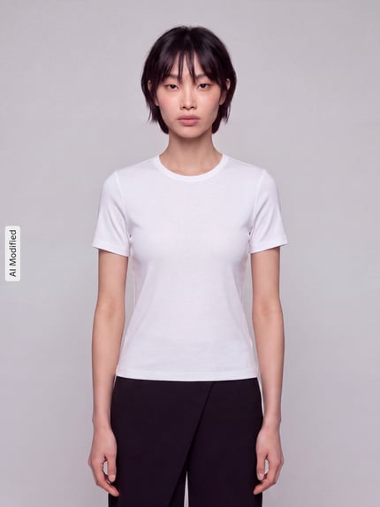 ONLY Slim Fit T-Shirt aus Baumwoll-Mix Modell 'RILEY' Weiss 4