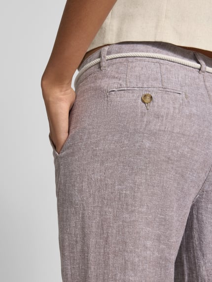 Christian Berg Woman Stoffhose aus Leinen-Baumwoll-Mix mit Bindegürtel Camel Melange 3