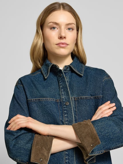 OPUS Denim shirt in model met gebruikte look 'Jaspa' Jeansblauw - 3