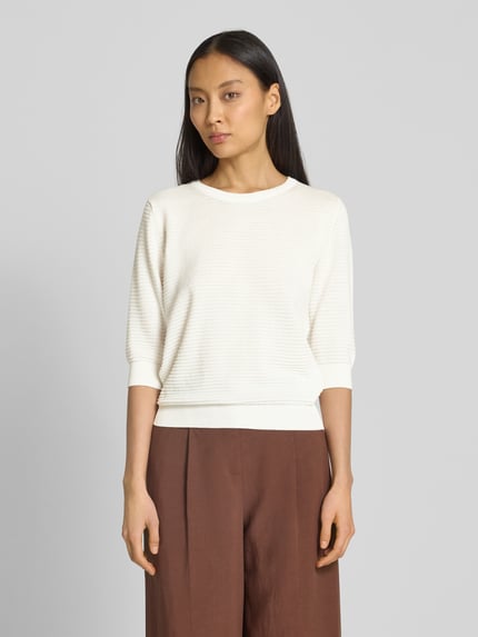 Lanius Gebreide pullover met 3/4-mouwen Offwhite - 4