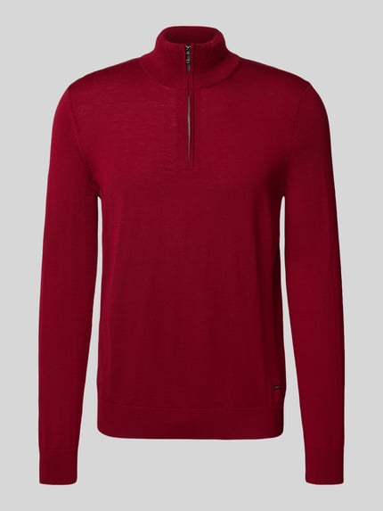 JOOP! COLLECTION Strickpullover aus Schurwolle mit Troyer-Kragen Modell 'Dario' Kirsche 2