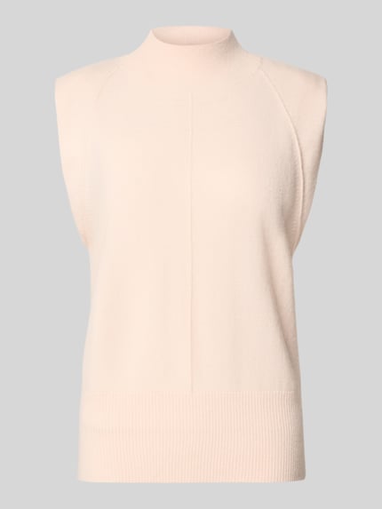 Produktfoto, Regular Fit Pullunder aus reinem Kaschmir Modell 'FUTRANI' van BOSS in effen beige, fijne breistructuur, geribde zoom, turtleneck.