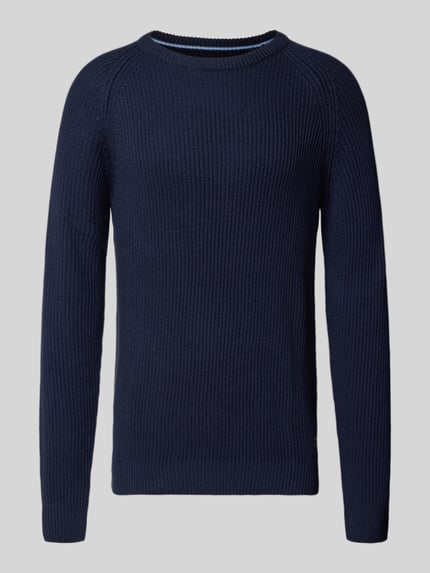 JACK & JONES Strickpullover mit Rundhalsausschnitt Modell 'PANNEL' Marine 2