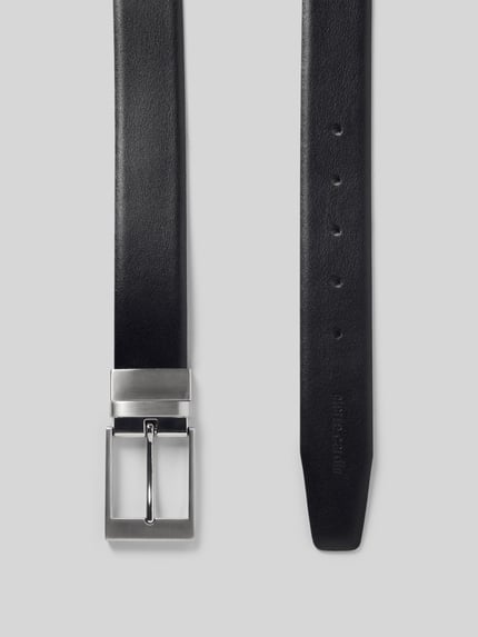 Produktfoto, Ledergürtel met doornsluiting Modell 'Tom' van TOM TAILOR, echt leer, metalen riemlus, logoprint, riembreedte 4 cm.