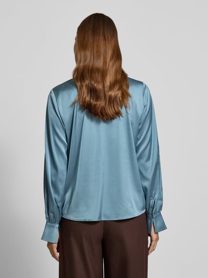 Christian Berg Woman Selection Regular Fit Satinbluse mit Volant Rauchblau 5