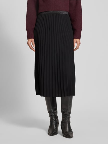 Tom Tailor Uitlopende plissérok met elastische band BLACK - 4