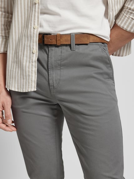 Tom Tailor Denim Chinosy o kroju slim fit z paskiem Średnioszary 3