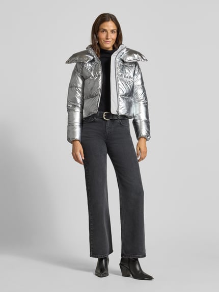 Save The Duck Cropped Steppjacke mit Stehkragen Modell 'GISELLE' Silber 1