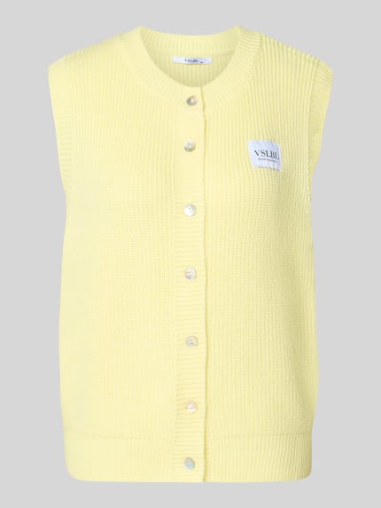 Produktfoto, Regular Fit mouwloos vest uit viscosemix model 'MILLA' van VILLA SOPHIE, look: effen, ribtricot, labelpatch, ronde hals