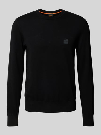 BOSS Orange Gebreide pullover met ronde hals, model 'Kanovano' Zwart - 2
