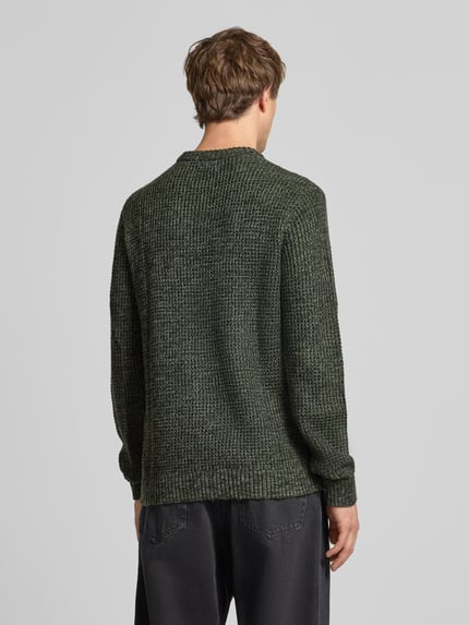 JACK & JONES Strickpullover mit gerippten Abschlüssen Modell 'LINK' Oliv Melange 5
