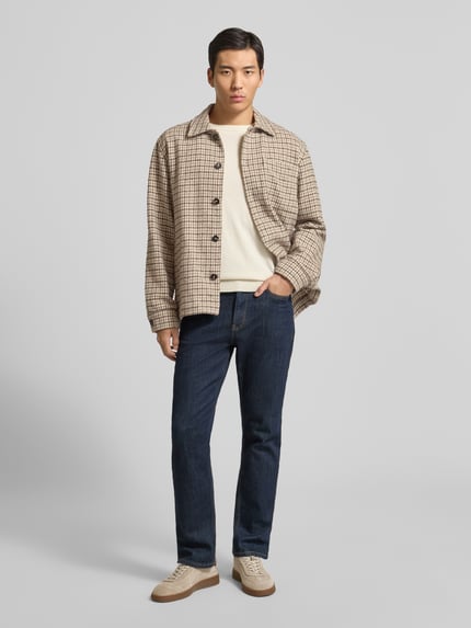 Selected Kurtka koszulowa o kroju oversized z mieszanki wełny model ‘REGARI’ Jasnobrązowy 1