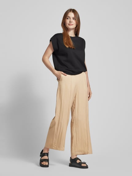 zero Flared Stoffhose mit fixierten Bügelfalten Sand 1