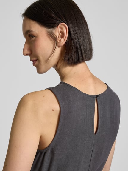 Jake*s Casual Loose Fit Crop Top aus Viskose-Leinen-Mix Dunkelgrau 3