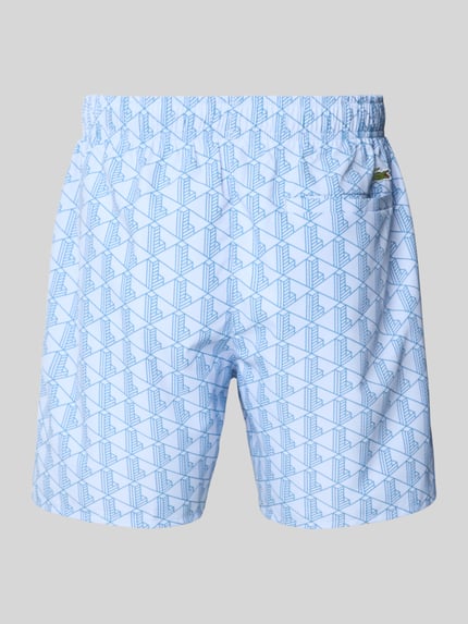 Produktfoto, Badehose mit Logo-Muster von Lacoste in Hellblau mit Optik:Allover-Muster, elastischem Bundabschluss, seitliche Eingrifftaschen, Gesäßtasche, Logo-Stitching, Verschluss:Tunnelzug, schnelltrocknend, inklusive Trockenbeutel.