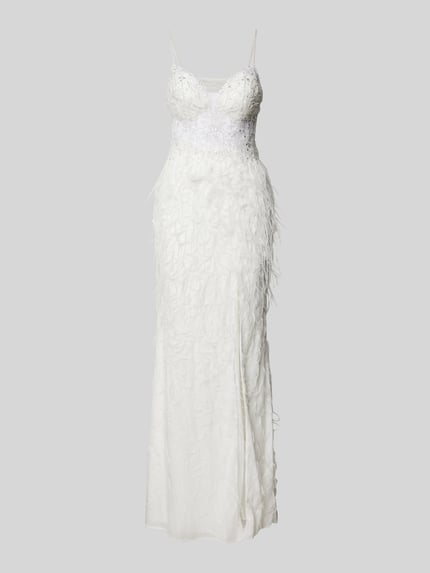 LUXUAR FASHION Abendkleid mit Fransen Offwhite 2