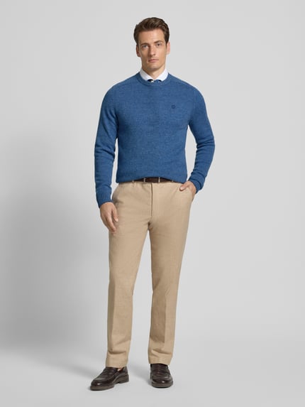 MCNEAL Regular Fit Strickpullover aus reiner Wolle Jeansblau Melange 1