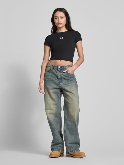 REVIEW T-Shirt mit Label-Stitching Black 1