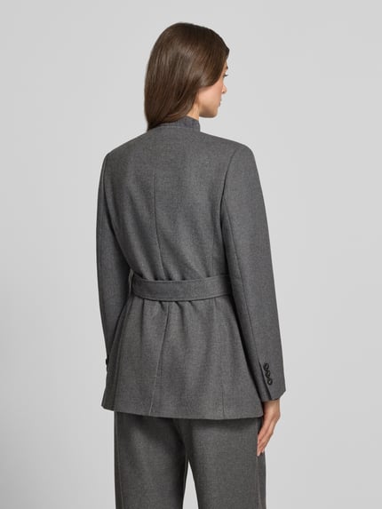 Jake*s Collection Regular Fit Longline Blazer mit Taillengürtel Dunkelgrau Melange 5