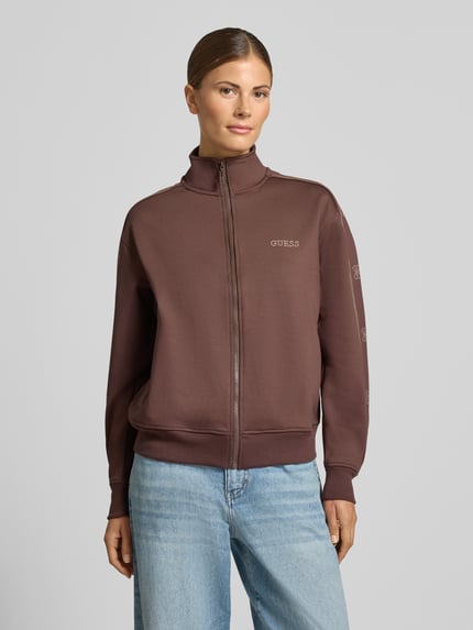GUESS Activewear Relaxed Fit Sweatjacke aus elastischem Viskose-Mix Schoko 4