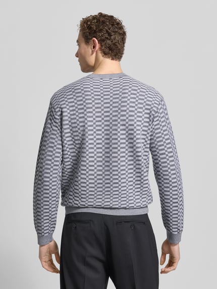Emporio Armani Strickpullover mit gerippten Abschlüssen Hellgrau 5