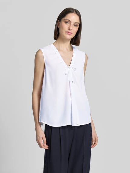 Marc Cain Regular Fit Bluse mit Zierschleife Weiss 4