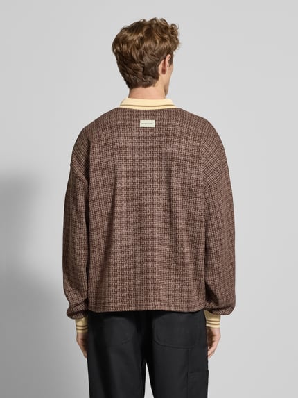 Don´t Waste Culture Poloshirt met ribboorden, model 'Alethea' Middenbruin - 5