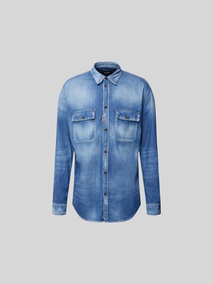 Dsquared2 Koszula jeansowa o kroju regular fit z kieszeniami na piersi Niebieski 2