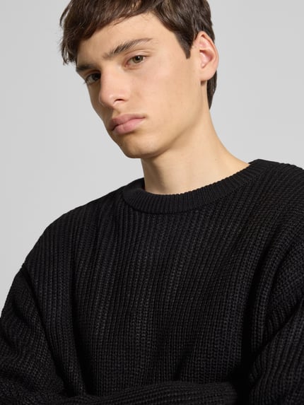 JACK & JONES Gebreide pullover met ronde hals, model 'KAITO' Zwart - 3