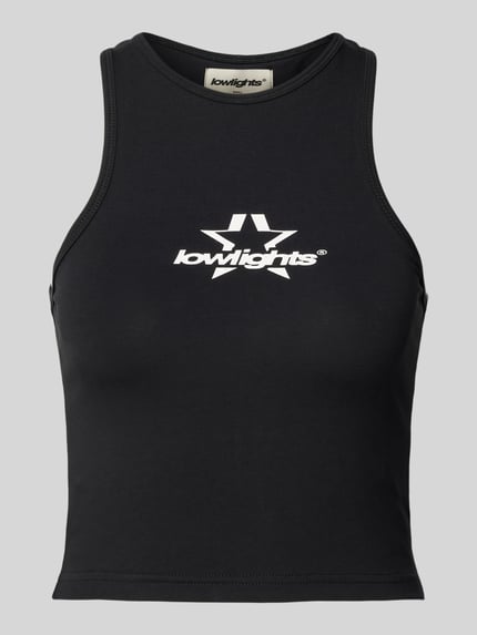 Low Lights Studios Korte top met labelprint, model 'SUPERSTAR' Zwart - 2
