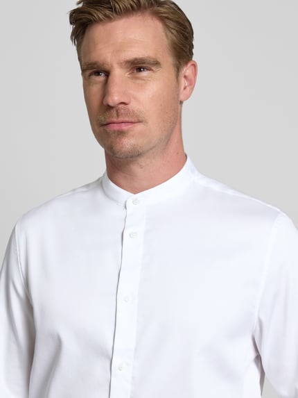 Jake*s Relaxed Fit Business Hemd mit Stehkragen Weiss 3