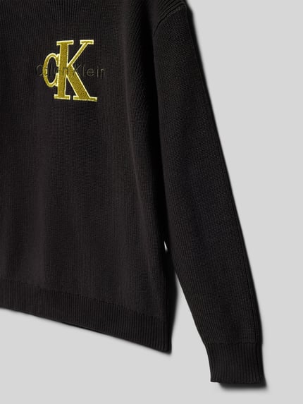 Calvin Klein Jeans Strickpullover mit gerippten Abschlüssen Black 2