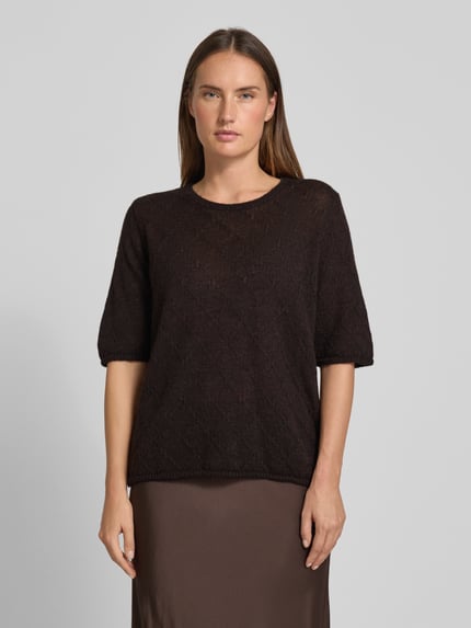 Milano Italy Regular Fit Strickshirt mit Alpaka-Anteil und 1/2-Arm Schoko 4