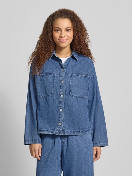 NOISY MAY® Oversize'owa koszula-bluzka o wyglądzie denimu model 'Enza' Jeansowy niebieski 4