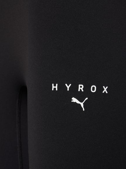 Produktfoto, czarne Legginsy z elastycznym pasem Model 'PUMA x HYROX SHAPELUXE' od PUMA, mieszanka materiałów z dodatkiem streczu, dopasowany krój, logo
