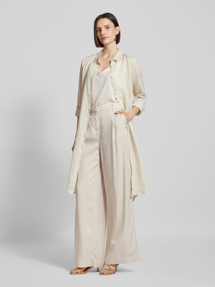 COMMA Wide leg stoffen broek met bandplooien Zand - 1