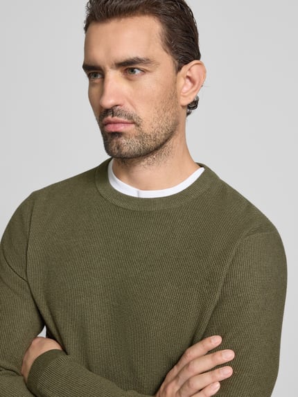 MCNEAL Strickpullover mit gerippten Abschlüssen Oliv Melange 3