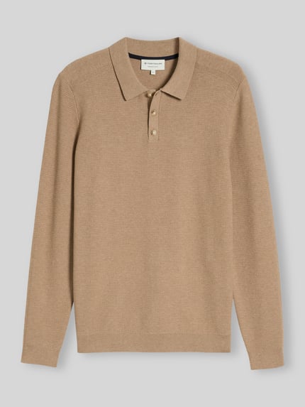 Tom Tailor Regular fit pullover met polokraag Camel - 2