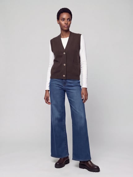 VERO MODA Strickweste mit V-Ausschnitt Schoko 1