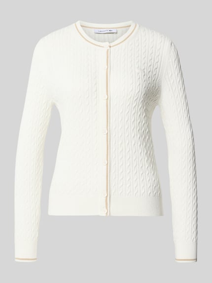 Lacoste Regular Fit Strickjacke aus Baumwoll-Mix Offwhite 2