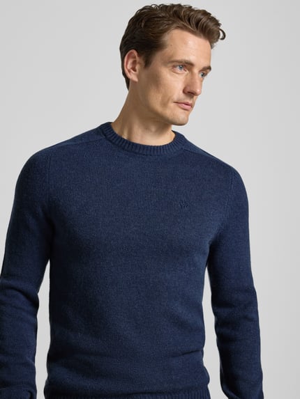 MCNEAL Regular Fit Strickpullover aus reiner Wolle Dunkelblau Melange 3