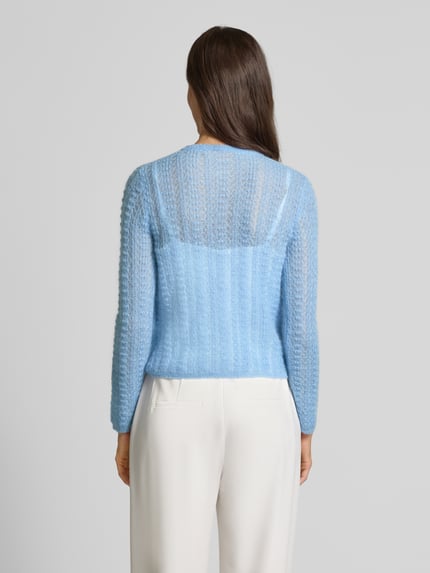 Max Mara Studio Regular Fit Strickjacke aus Mohair-Woll-Mix Modell 'GOLIA' Hellblau 5