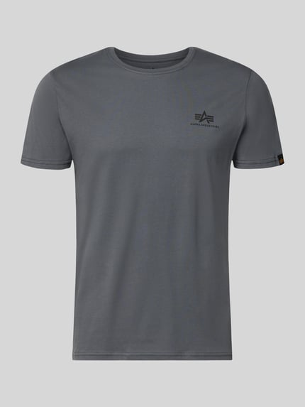 Produktfoto, Herren T-Shirt mit Label-Details Modell 'BASIC' von Pegador in Grau, Reine Baumwolle, Gerader-Schnitt, Rundhalsausschnitt