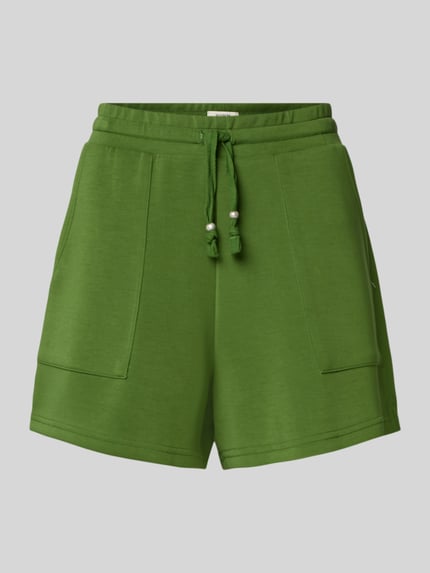 Produktfoto, Sweatshorts mit Seitentaschen von Scotch & Soda in groen, Elastische materiaalmix met lyocell, recht model, elastische band met tunnelkoord, zijzakken, binnenbeenlengte maat S 38 cm