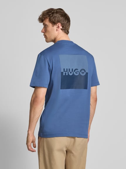 HUGO T-Shirt mit Label-Print Modell 'Dusplito' Rauchblau 5